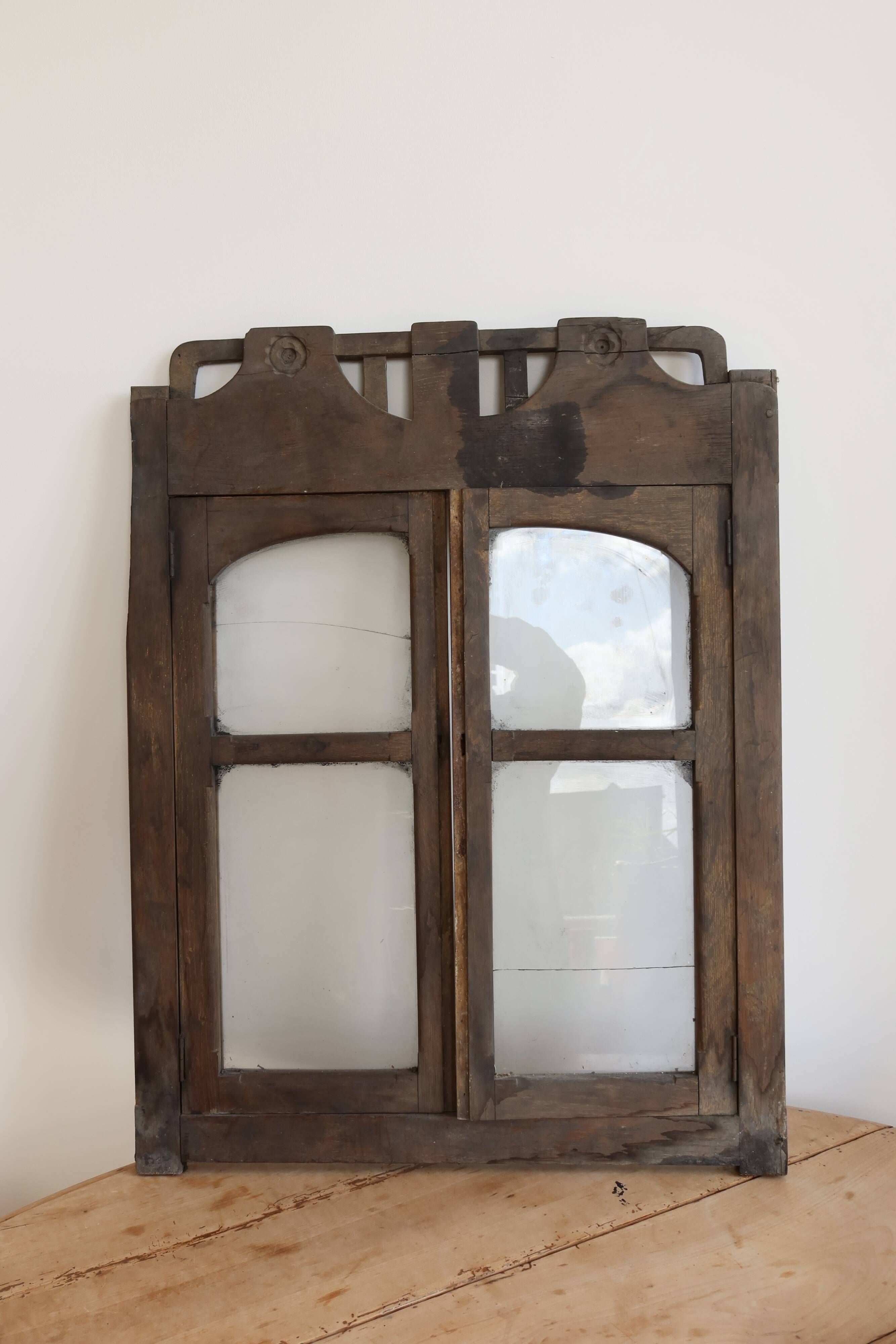Old wooden double display window
