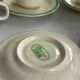 Set of 6 vintage speckled beige and green espresso cups – coffee service