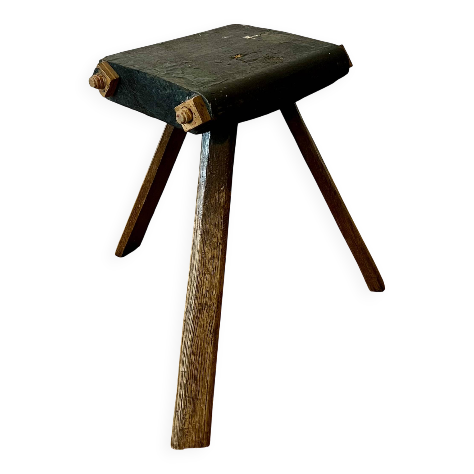 Constructivist wooden stool, folk art.