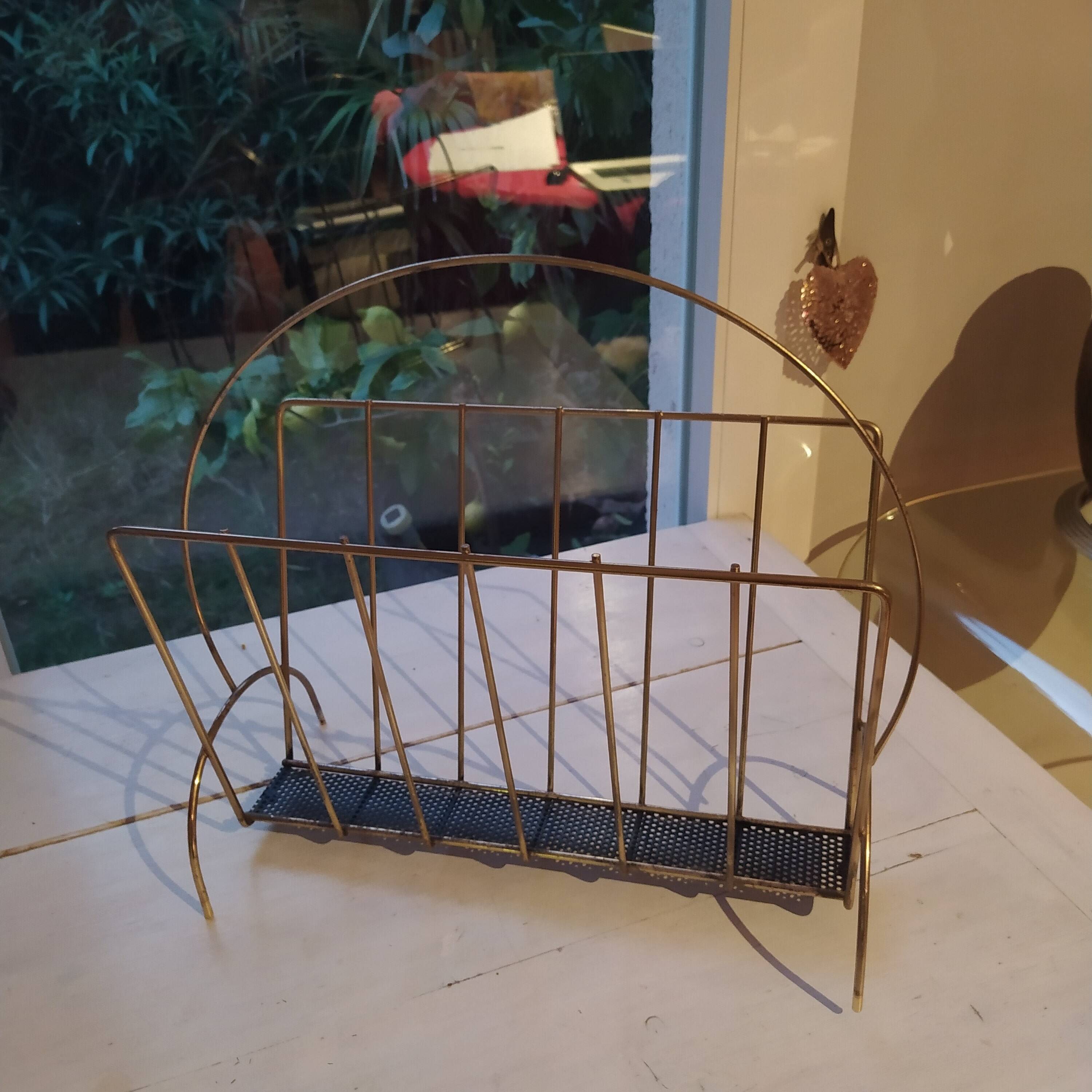 vintage metal magazine rack 1950