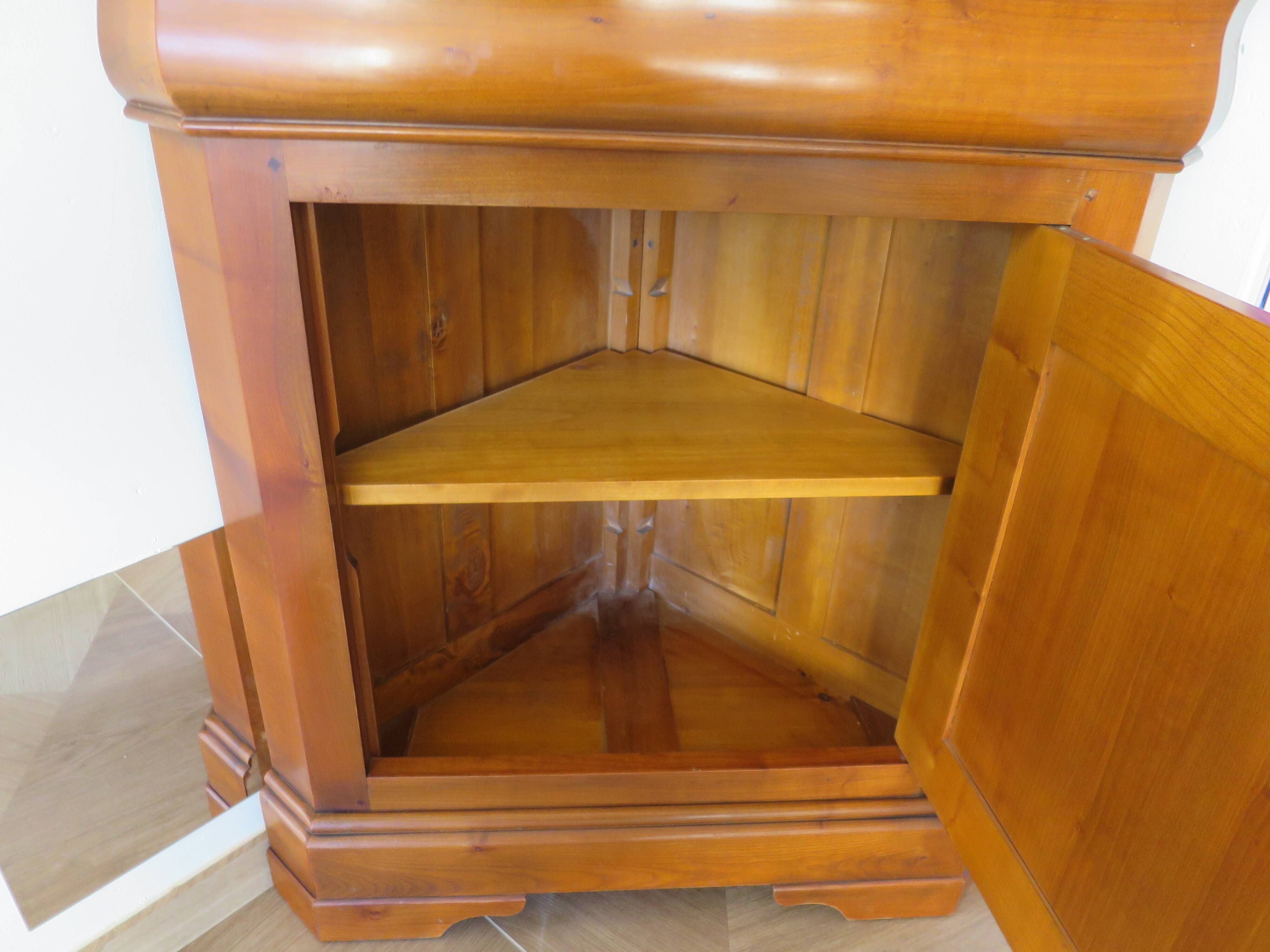 Beautiful corner cupboard - cherry stain - Drawer - one door - Louis Philippe style