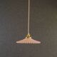 Opaline pendant light in pink and white painted glass, delivered with new cable and socket