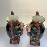 Art Nouveau Pair of Barbotine Vases France