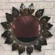 sun leaf mirror patinated iron 45cm very good general condition