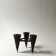Scandinavian tripod candle holder in carved wood, design from around 1970.