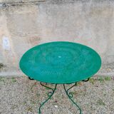 Table de jardin vintage en fer forgé vert