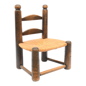 Chaise basse paillée, dite chaise