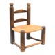 Chaise basse paillée, dite chaise de cheminée style brutaliste