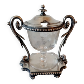 Old mustard maker in silver metal and crystal sign armand frenais