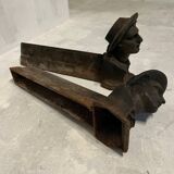 Pair of Heavy Antique Chenets (Fireplace Andirons) – Cast Metal, 10–15