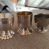 Set of 3 silver metal egg cups