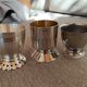 Set of 3 silver metal egg cups