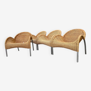 Set de 4 fauteuils en rotin Manta by Bonacina