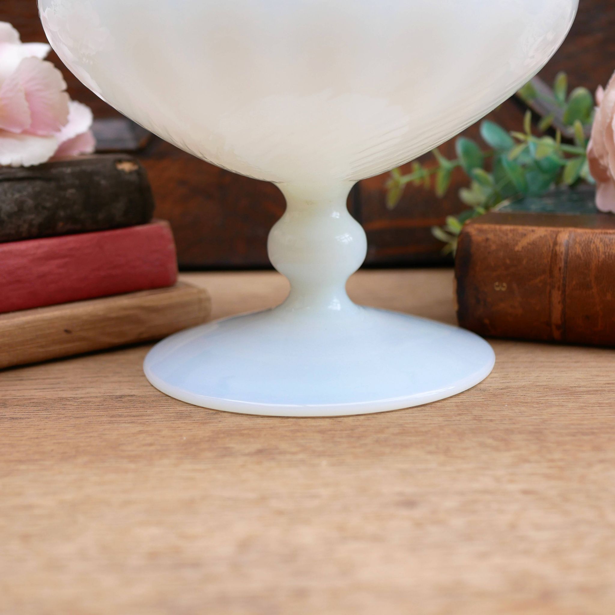 Handmade opaline white bowl vase