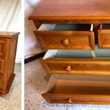 Vintage wooden chest of drawers 3 drawers round buttons country style