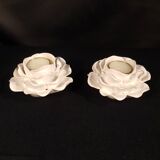 Duo de bougeoirs en céramique blanche