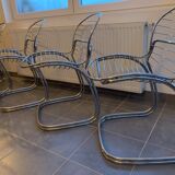 Suite of 4 suspended chairs Chromées Modele Sabrina by Gastone RINALDI