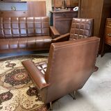 Set sofa daybed and armchair skaï vintage year 50