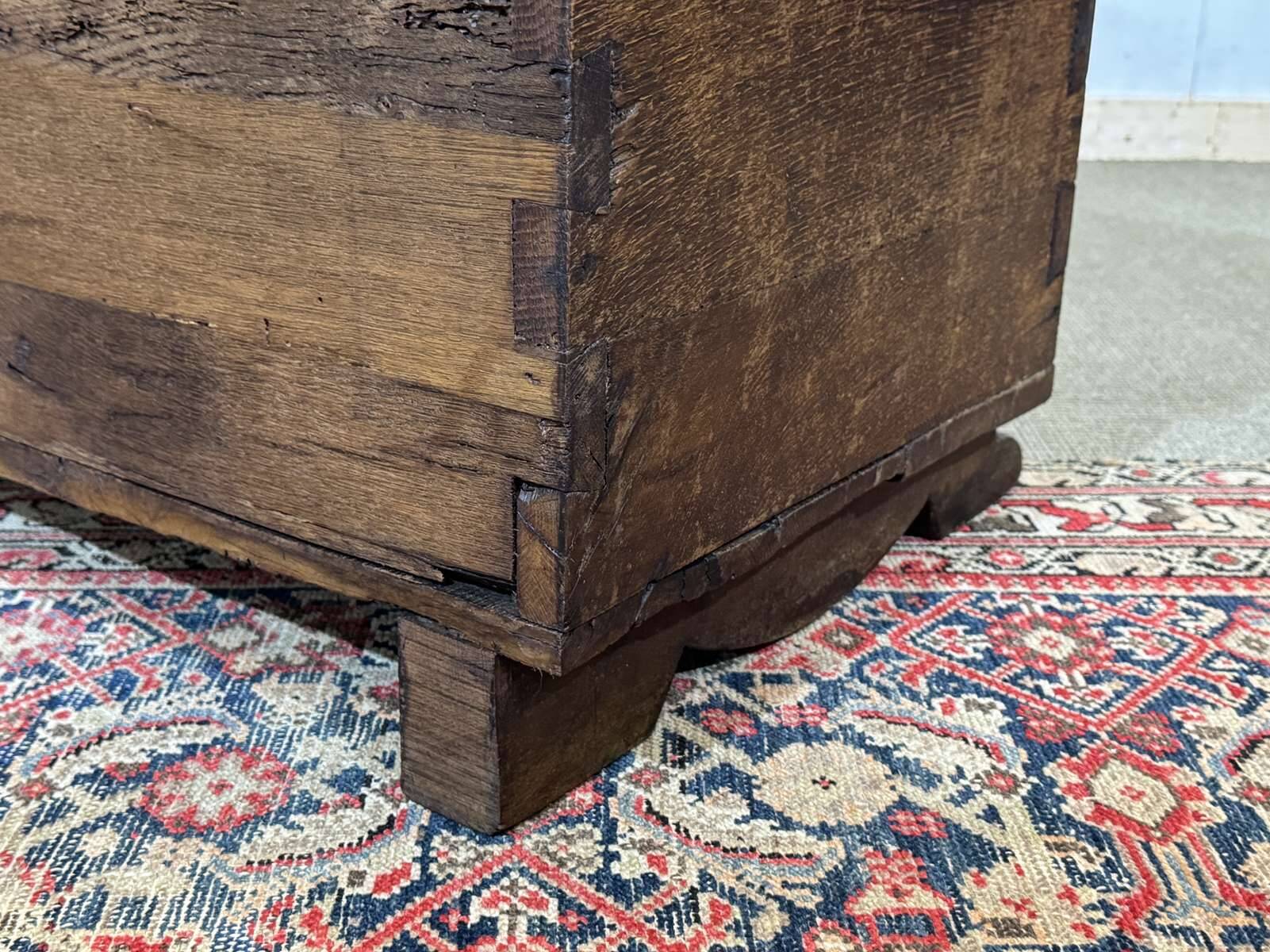 18th-century oak chest with Gothic decoration