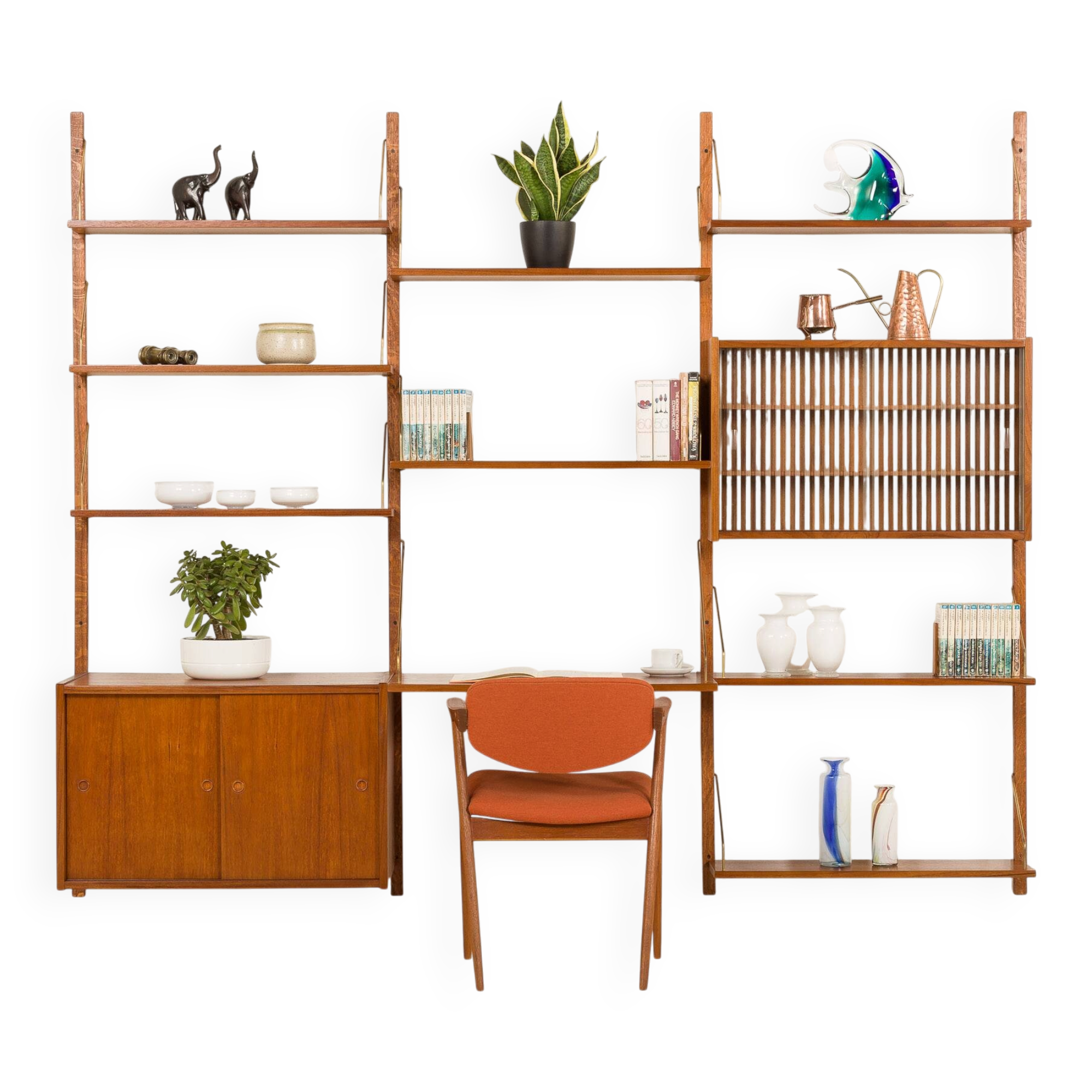 Preben Sorensen PS System teak wall unit, Randers, Denmark, 1960s
