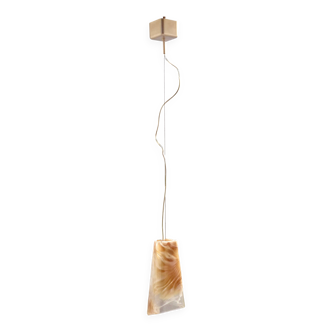 Suspension en verre de Murano orange et laiton par La Murrina, Italie, années 1980
