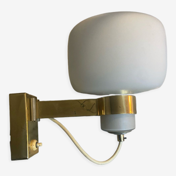 Vintage opaline and brass wall lamp