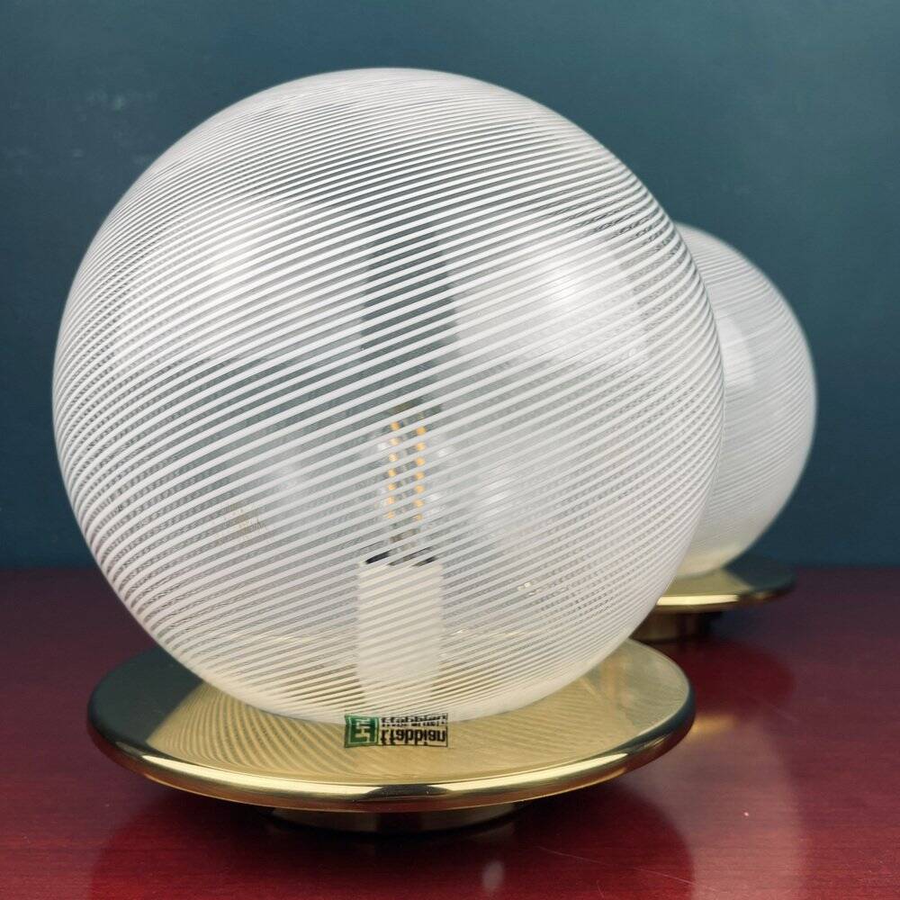 Swirl table lamps in Murano glass by F. Fabbian, Italy, 1970s, set of 2