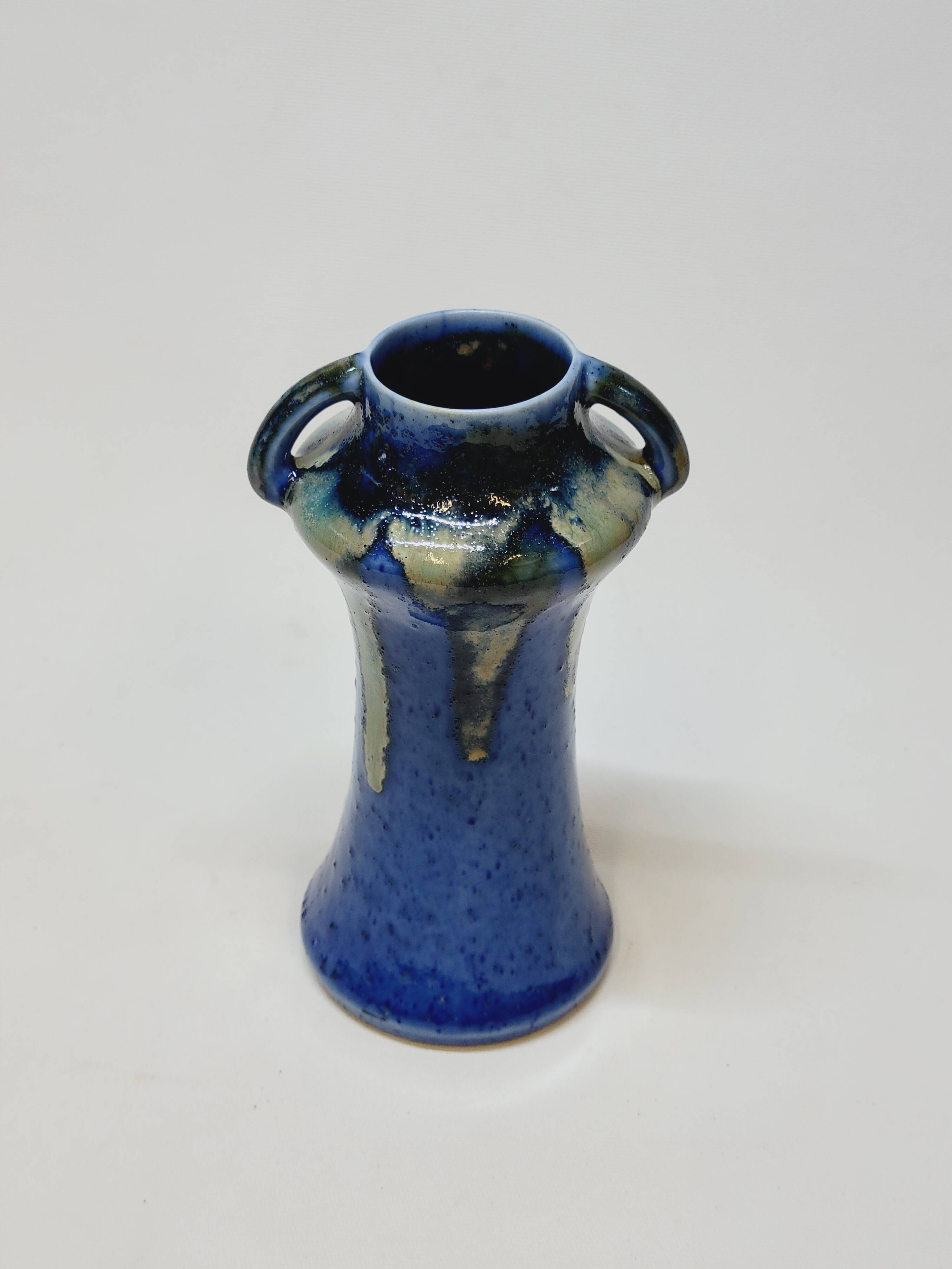 Antique Art Deco Blue Flemmé Stoneware Vase
