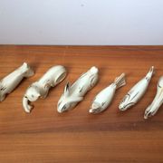 Set of 6 animal knife holders in Limoges porcelain