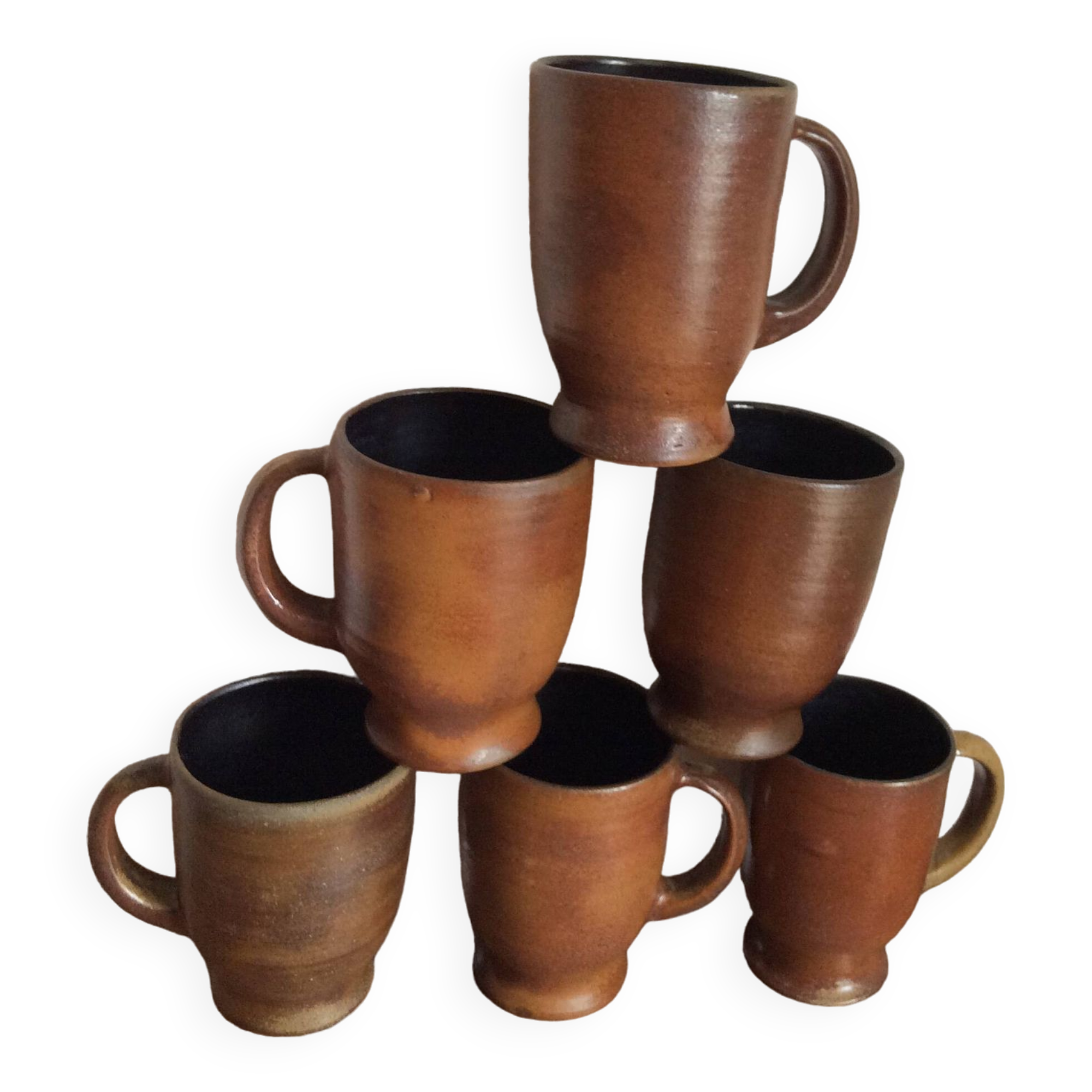 6 stoneware mugs
