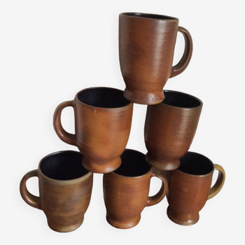 6 stoneware mugs