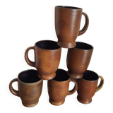 6 stoneware mugs