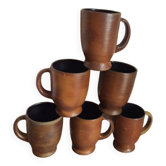 6 stoneware mugs