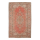 Tapis Anatolien Vintage Fait Main en Laine, Tons Rose Fané, Beige & Bleu