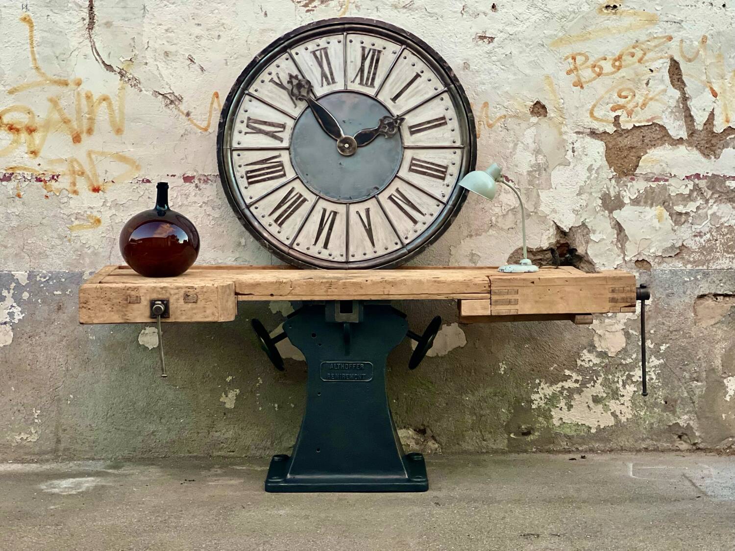 Industrial workbench with cast iron base