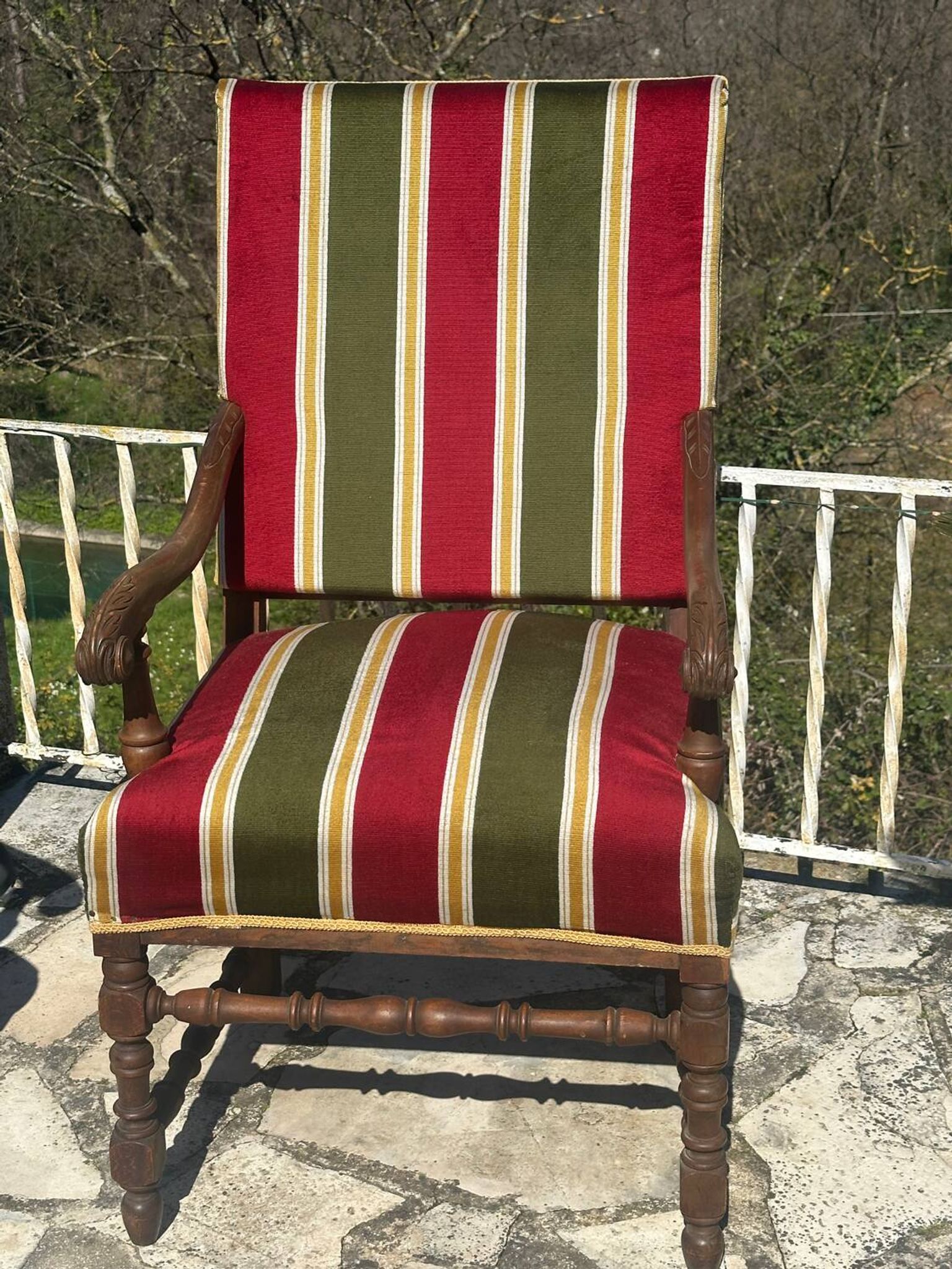 Pair of Louis XIII style walnut armchairs, 19th century