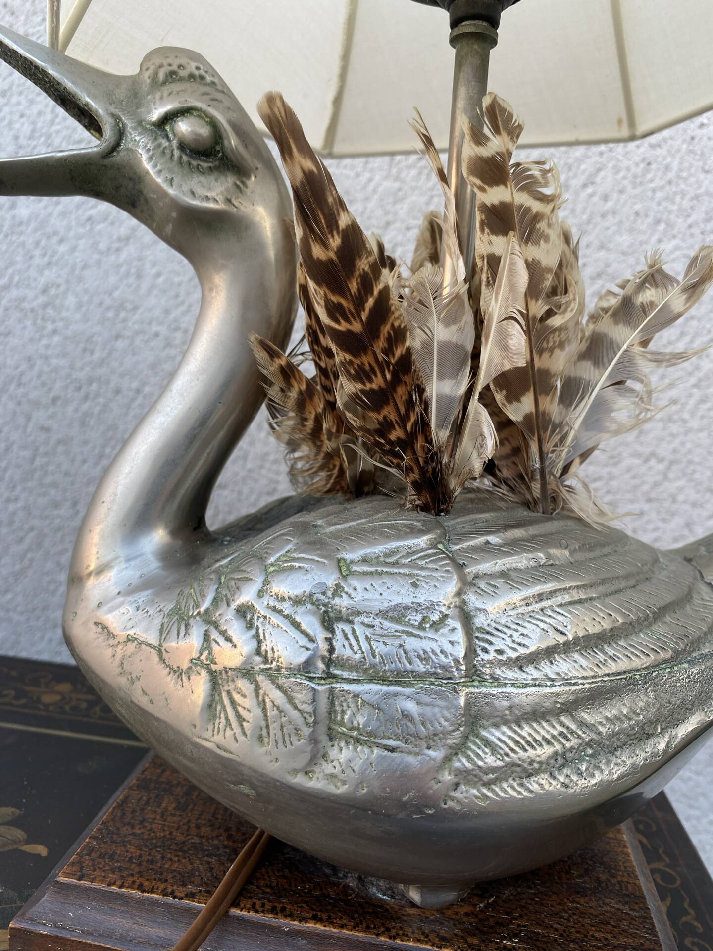 Lampe canard en étain