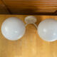 Double Minimalist Opaline Ball Wall Light + White Metal Support 80