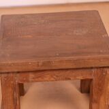 Old workshop bedside table in original blue patina Burmese teak