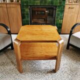 Square art deco coffee table in light wood