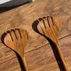 Salad server or large oval split teak spoon. L18 D8.5