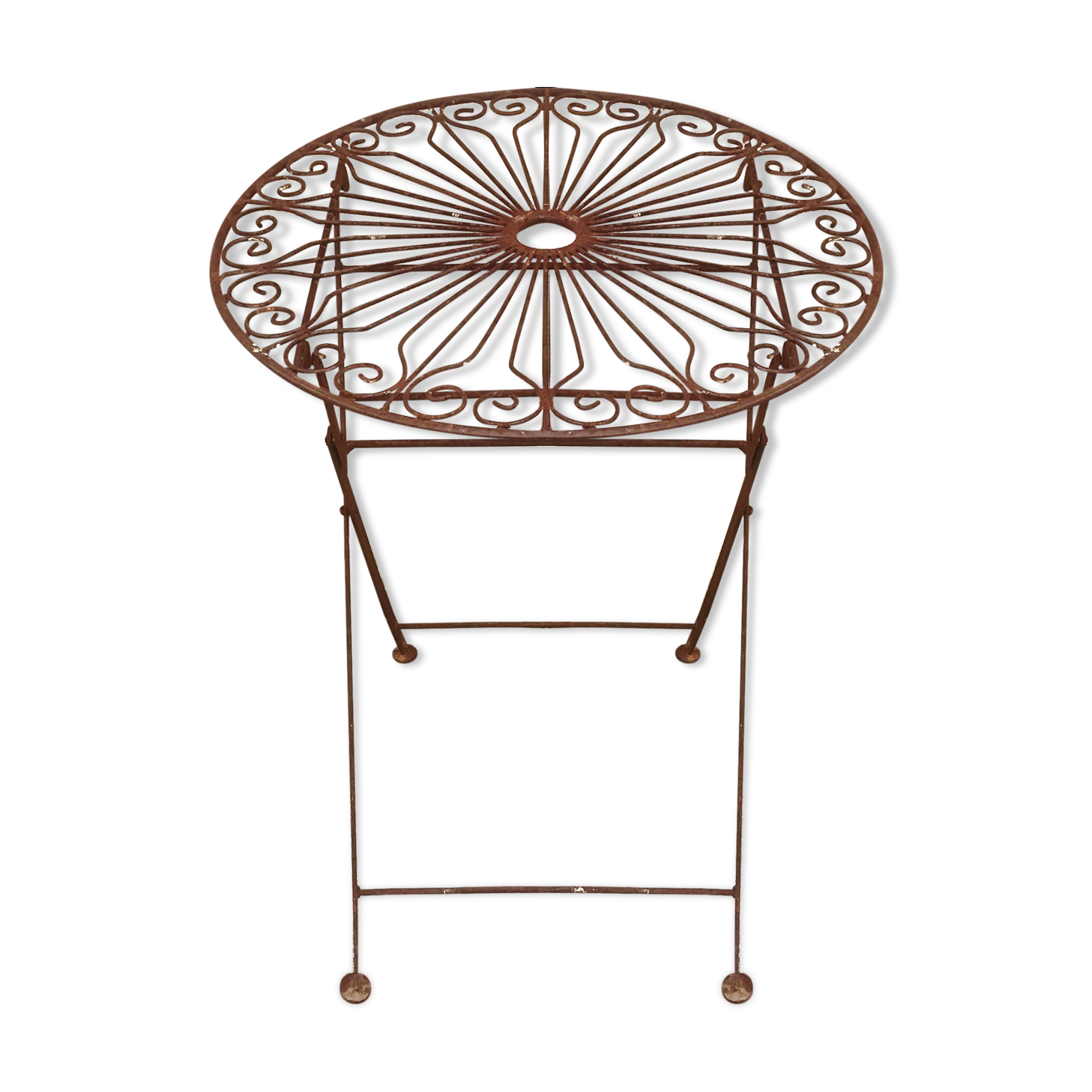 Ancient wrought iron pedestal table