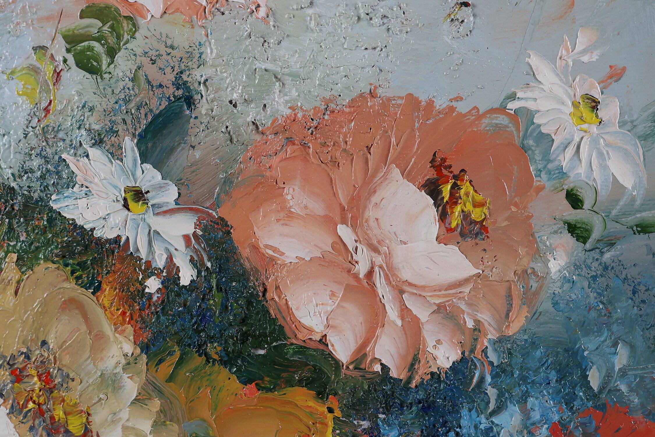 Edmond Sanders, Vase with Flowers, 1950s, Oil on Canvas, Framed