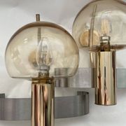Pair of mid-century modern italian glass and metal wall lights