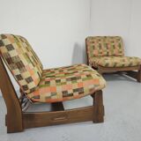 Pair of vintage oak armchairs 1970