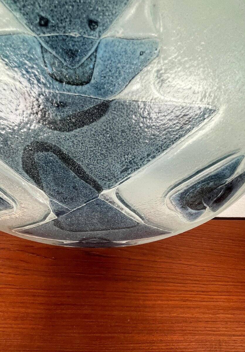 Large glass art bowl from mid-century Danish design, 1960s.