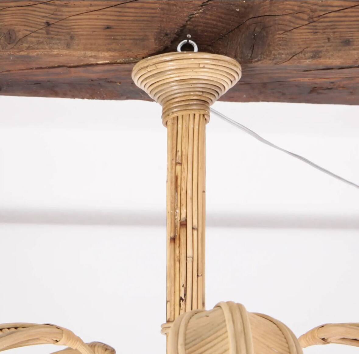 Lustre « cocotier » en rotin