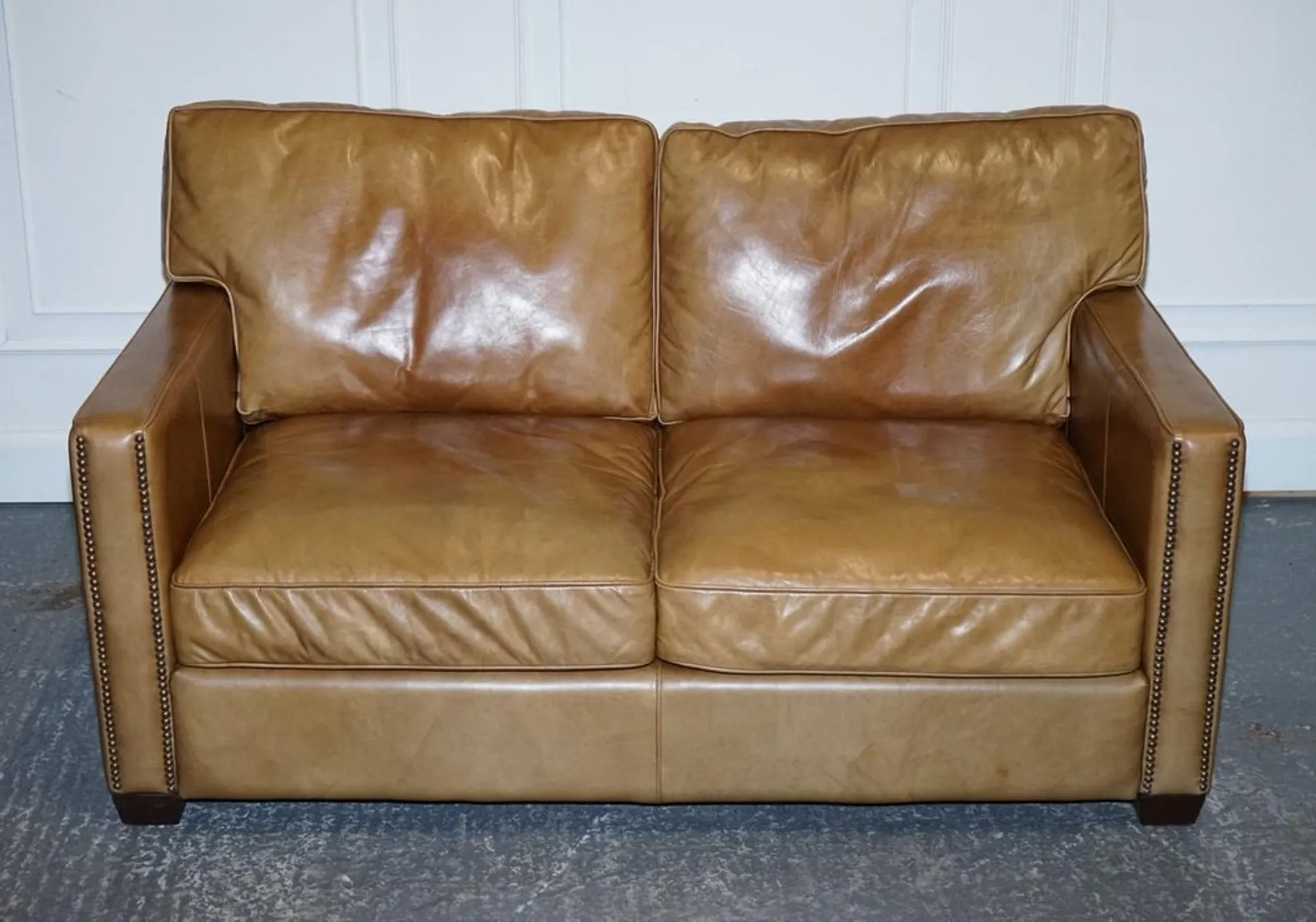 Halo Viscount Two-Seater Sofa in Tanned Leather by Timothy Oulton