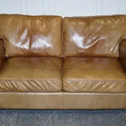 Halo Viscount Two-Seater Sofa in Tanned Leather by Timothy Oulton