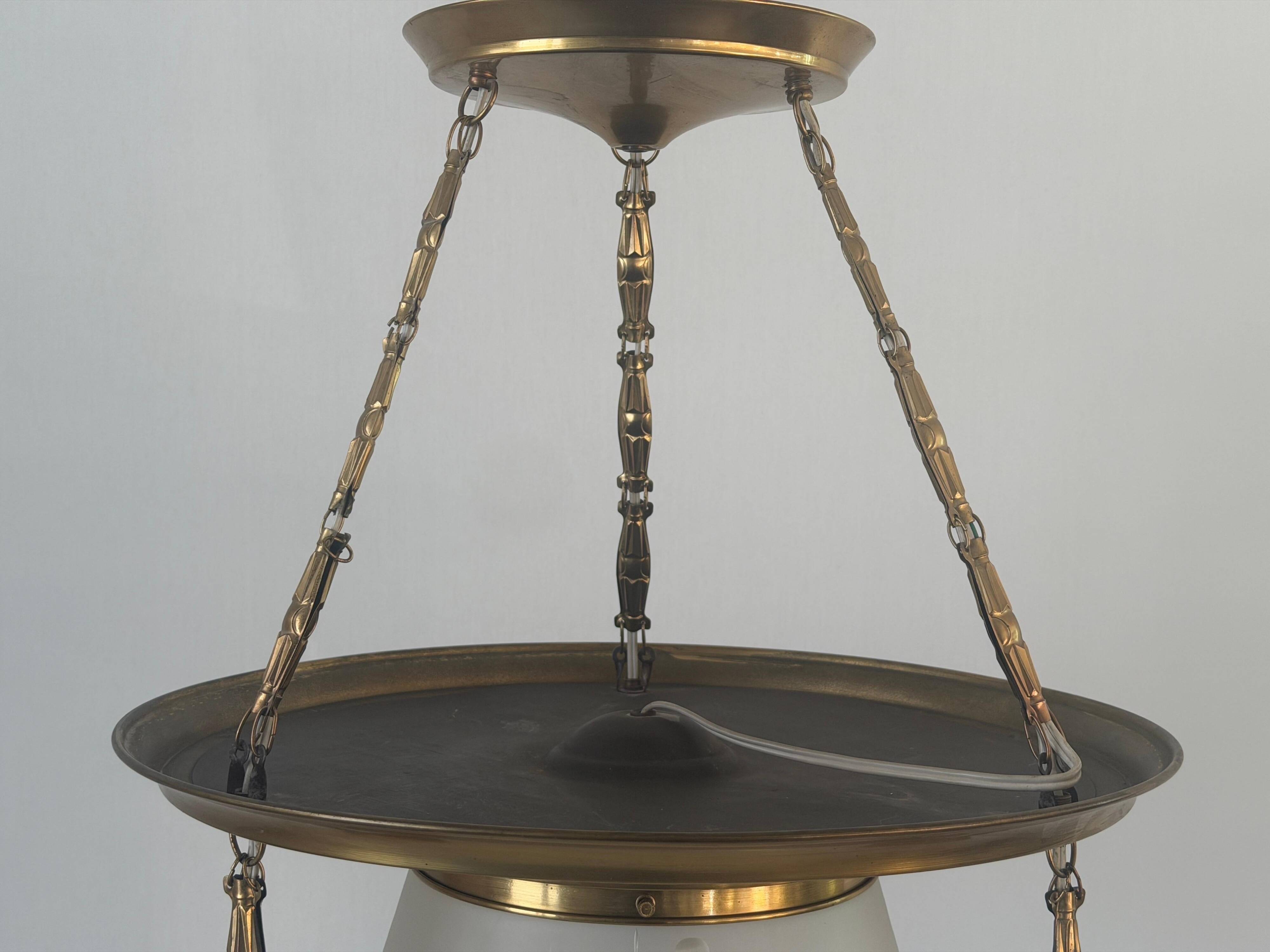 Art Deco ceiling light in copper and glass, 1940s, Germany